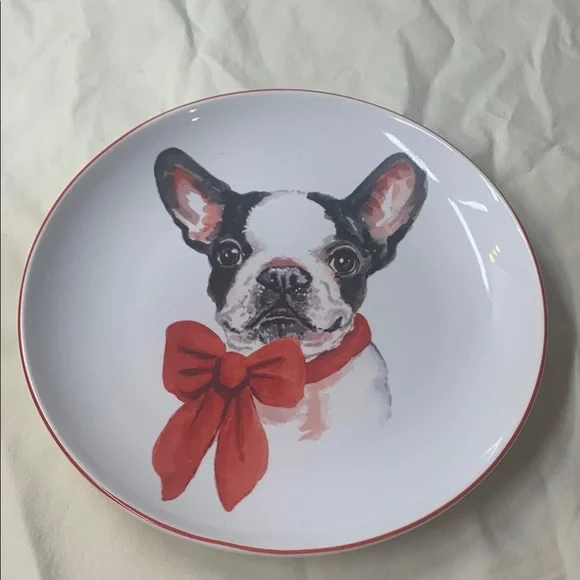 Pier Dining Pier Christmas Puppies Salad Plate Boston